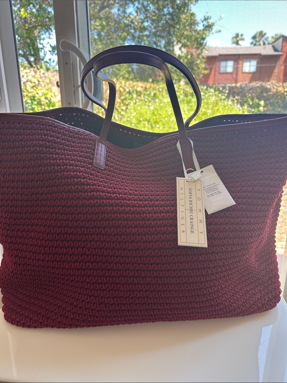 Red Crochet Travel Bag beach bag tote